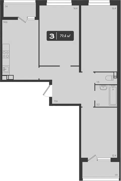 Планировка 3-к.кв