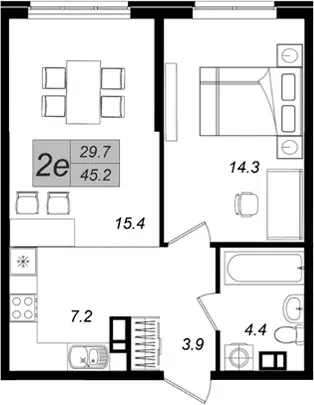 Планировка 2Е-к.кв