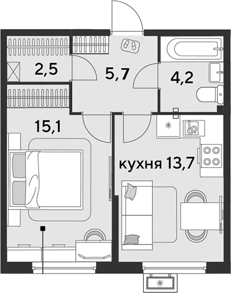 Планировка 1-к.кв