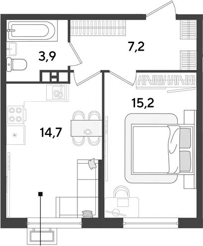 Планировка 1-к.кв