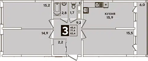 Планировка 4Е-к.кв