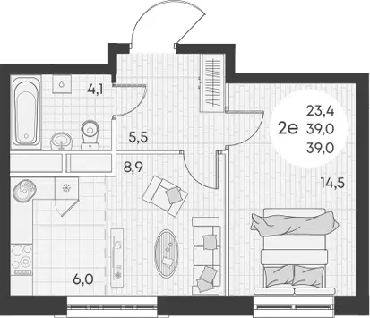Планировка 2Е-к.кв
