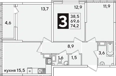 Планировка 4Е-к.кв