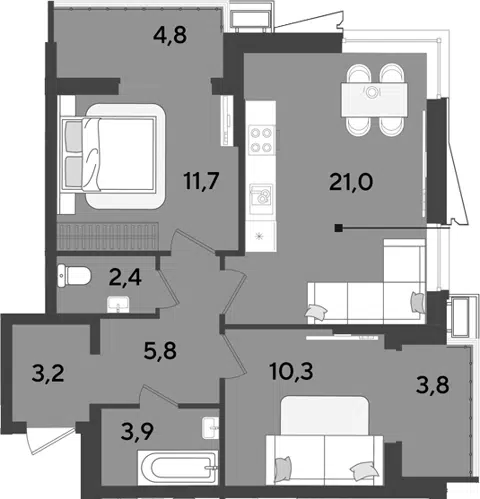 Планировка 3Е-к.кв