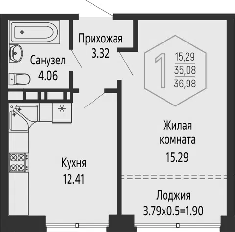 Планировка 1-к.кв