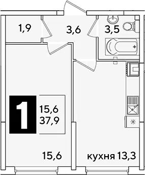 Планировка 1-к.кв