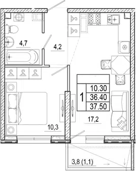Планировка 2Е-к.кв