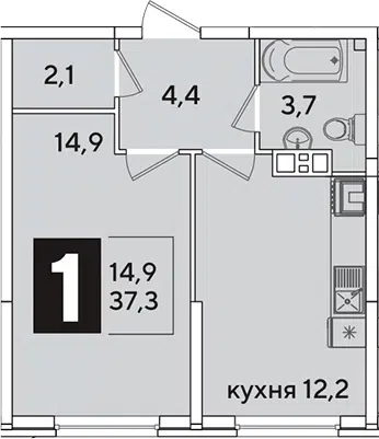 Планировка 1-к.кв