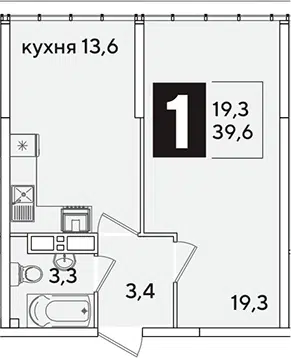 Планировка 1-к.кв