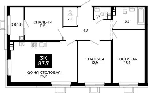 Планировка 4Е-к.кв