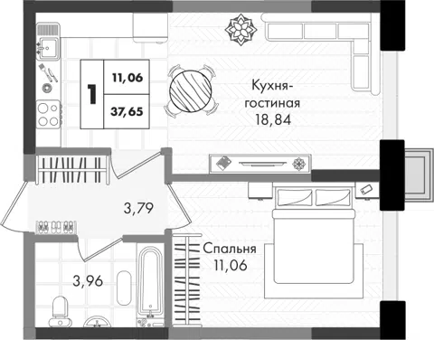 Планировка 2Е-к.кв