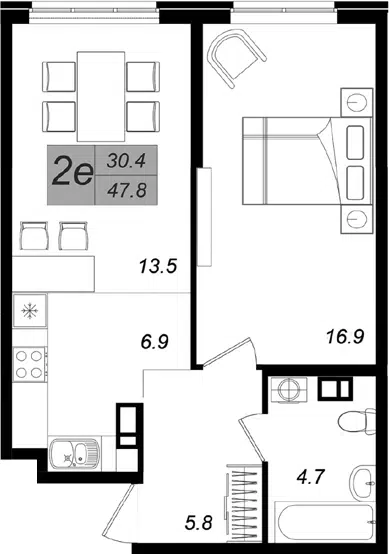 Планировка 2Е-к.кв