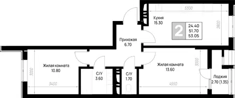 Планировка 2-к.кв