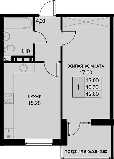 Планировка 1-к.кв