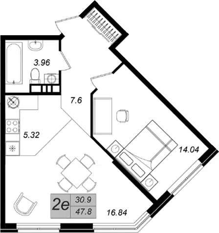 Планировка 2Е-к.кв