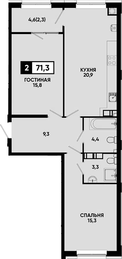 Планировка 2-к.кв