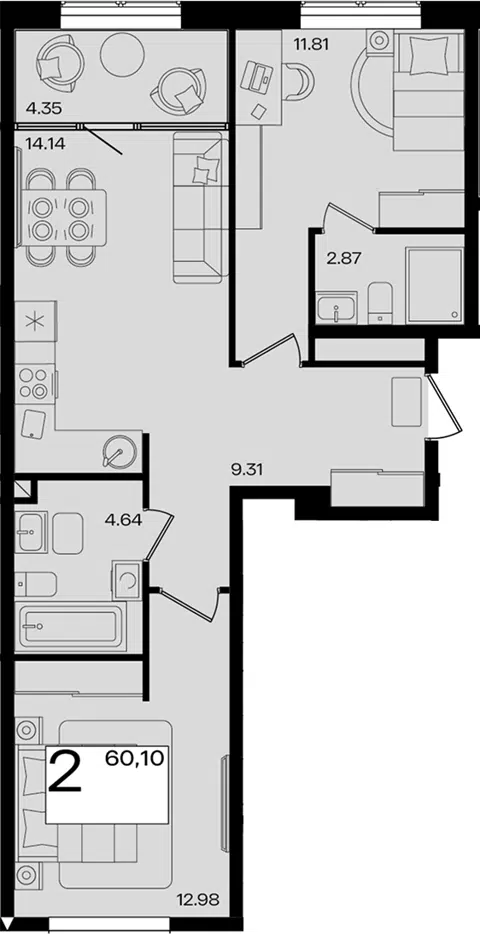 Планировка 3Е-к.кв