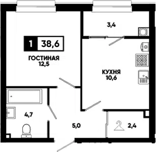 Планировка 1-к.кв