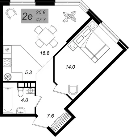Планировка 2Е-к.кв