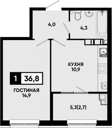 Планировка 1-к.кв