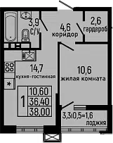 Планировка 1-к.кв