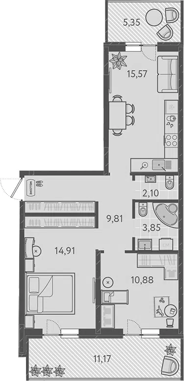Планировка 3Е-к.кв