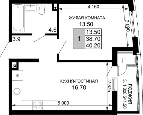Планировка 2Е-к.кв