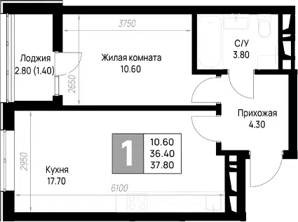 Планировка 1-к.кв
