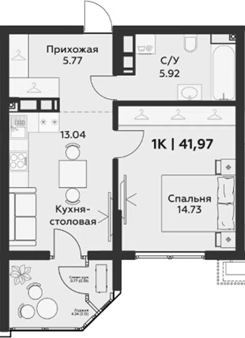Планировка 2Е-к.кв