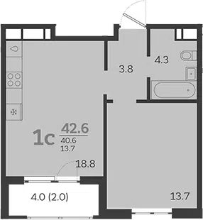 Планировка 2Е-к.кв