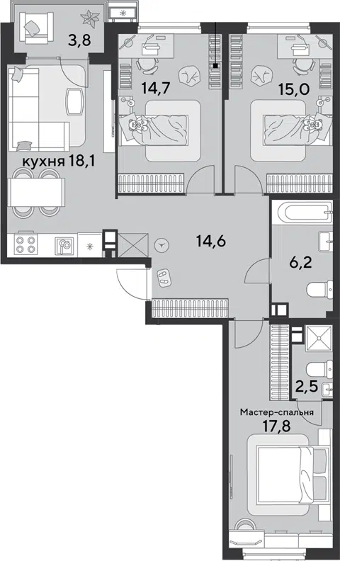 Планировка 4Е-к.кв