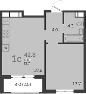 Планировка 2Е-к.кв