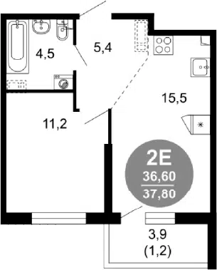 Планировка 2Е-к.кв
