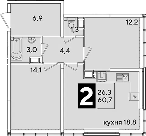 Планировка 3Е-к.кв