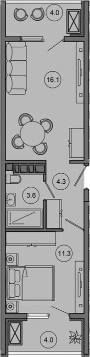 Планировка 2Е-к.кв
