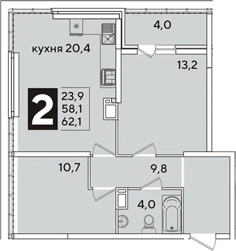 Планировка 3Е-к.кв