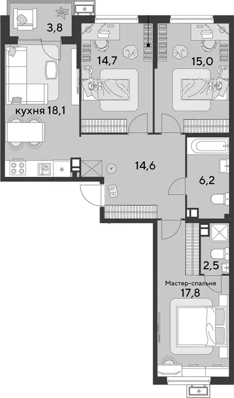 Планировка 4Е-к.кв