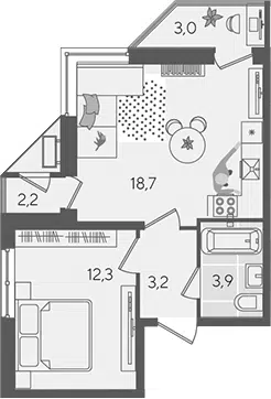 Планировка 2Е-к.кв