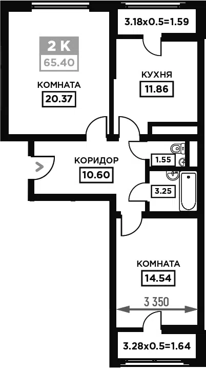 Планировка 2-к.кв