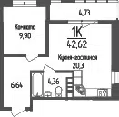 Планировка 1-к.кв