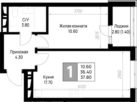 Планировка 1-к.кв