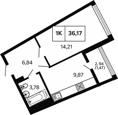 Планировка 1-к.кв