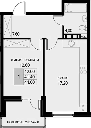 Планировка 1-к.кв