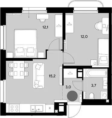 Планировка 3Е-к.кв