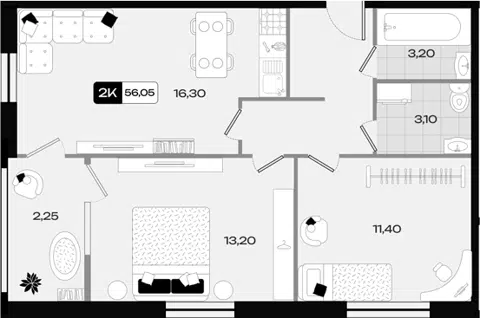 Планировка 3Е-к.кв