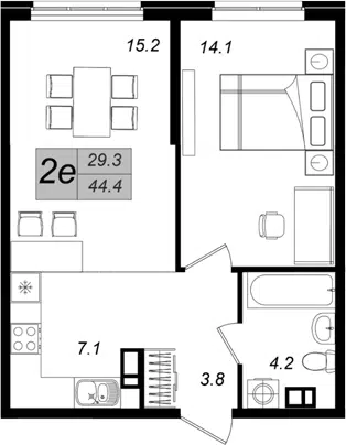 Планировка 2Е-к.кв