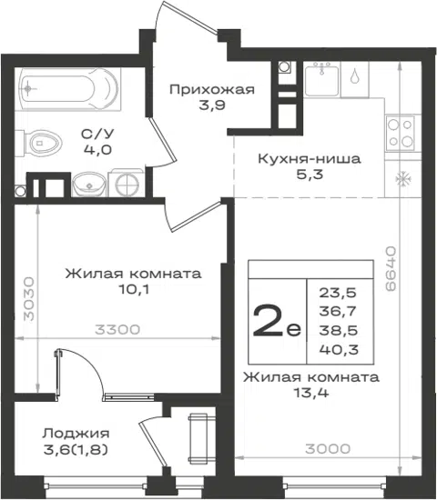 Планировка 2Е-к.кв