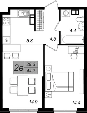 Планировка 2Е-к.кв