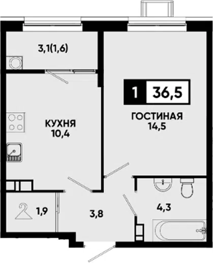 Планировка 1-к.кв