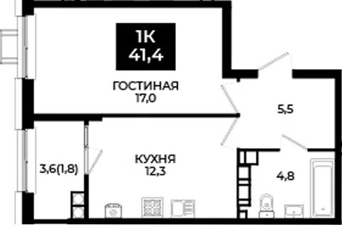 Планировка 1-к.кв
